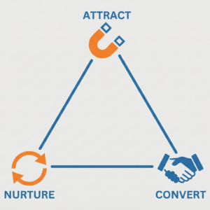 Growth Triangle framework showing Attract, Convert, and Retain stages of marketing strategy