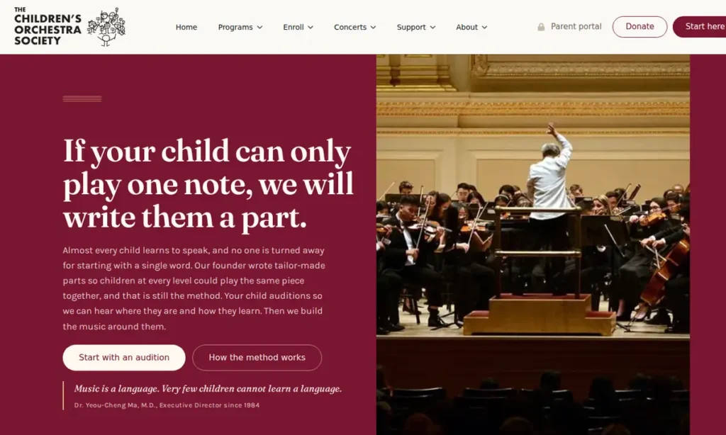 Case Study: The Children’s Orchestra Society Website Redesign